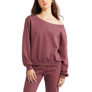 Women's Oversized Solid Color Drop-Shoulder Sweatshirt Full Sleeve O-Neck Knitted Cotton Bamboo Fiber Autumn Wear - Product Image 3