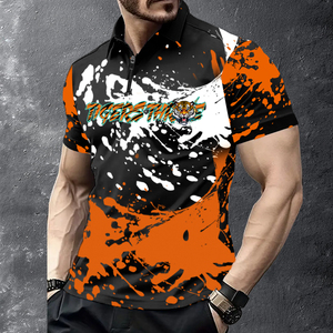 เสื้อโปโลชายพิมพ์ลายเสือสีส้ม 3 มิติ แบบซับลิเมชั่น คอซิป แขนสั้น ลายกราฟิกด้านหน้าและด้านหลัง สไตล์ลำลอง เสื้อกีฬาฤดูร้อน - Product Image 4