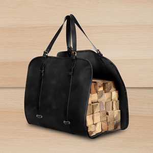 Sac de transport pour bois de chauffage en cuir véritable et bois, robuste, fait main, portable, LWC-0050 - Product Image 4
