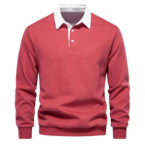 Polo de manga larga para hombre, de alta tendencia, antiarrugas, transpirable, antipilling, de secado rápido, a precio de mayoreo. - Product Image 4