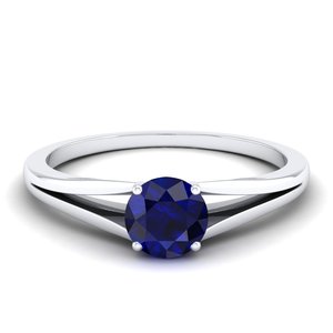 Anillo de Diamantes con Zafiro Azul de Corte Redondo de 0.84 Quilates en Oro Amarillo Sólido de 14K Personalizado REYES para Mujer, Joyería Fina de Compromiso - Product Image 5