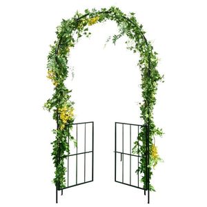 Garden Arbor Trellis con puerta Patio Plant Stand Archway Elegante esgrima y diseño de enrejado - Product Image 5