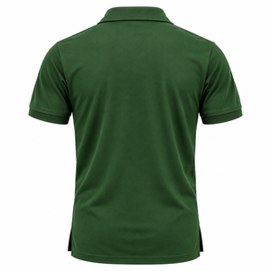 <b>Men</b> <b>Green</b> Short Sleeve Knitted <b>Polo</b> <b>Shirt</b> Solid Color Casual Button Down Design Regular Fit - Product Image 2