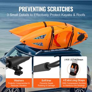 1 Paio di Supporti a J per Kayak da Tetto, Portaoggetti Morbido per Montaggio su Tetto Auto, per Tavole da Surf, Canoe, SUP, Sci Nautico - Product Image 6