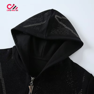 Conjunto Deportivo con Capucha para Hombre, Estampado Brillante Negro, Cremallera Completa, Diseño Geométrico Informal, Ropa de Otoño CARE MASTER - Product Image 6