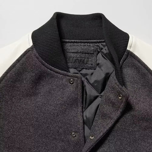 Chaqueta Varsity para Hombre, Manga de Cuero PU, Color Sólido, Cuello Camisero, Corte Regular, Cierre de Botones, Estilo Casual para Otoño - Product Image 6