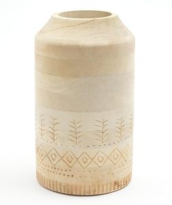 Handmade Transparent Modern Wooden Table <b>Vase</b> Bamboo Style Flower Vessel 8.25x15 in for Living Room Decor - Product Image 4