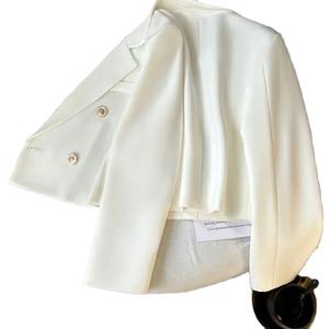 Blusa blanca personalizada de manga larga para mujer, de invierno, transpirable, impermeable, de lona tejida, con doble botonadura, prendas de vestir exteriores - Product Image 3