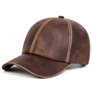 Casquette de baseball vintage en cuir PU, 6 panneaux, réglable, couleur unie, unisexe, décontractée, personnalisable OEM, haute qualité - Product Image 5