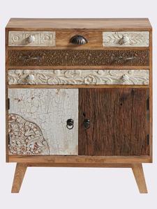 Handcrafted Solid Wood Modern Multi-Texture Living Room <b>Space</b>-<b>Saving</b> Hotel Accent Cabinet - Product Image 2