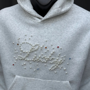 เสื้อฮู้ดดี้ Alphatek pearl แบบสั่งทำพิเศษ สไตล์สตรีทแวร์ ทรงครอป บ็อกซี่ กระเป๋าคู่ ผ้าหนา ประดับมุกและคริสตัล - Product Image 6