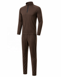 Conjunto Deportivo para Hombre con Cierre de 1/4, Top de Manga Larga de Color Sólido con Pantalones de Cintura Elástica, Corte Regular, para Otoño - Product Image 5