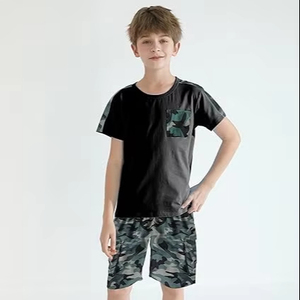 Fashion Men Summer Casual Terry Fabric T-Shirt Shorts <b>Set</b> Quick Dry Breathable Cotton/Polyester Customized Colors Custom Size - Product Image 1