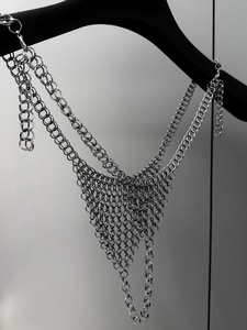 Ensemble de bikini en acier inoxydable plaqué argent, style Daria, imitation antique, design moderne - Product Image 3
