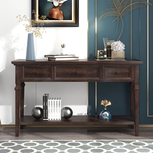 Mesa de Sofá Clásica de Hierro con Acabado Espresso, Escritorio para Pasillo, Estilo Moderno, Mueble de Exhibición para Sala de Estar, Hotel - Product Image 4