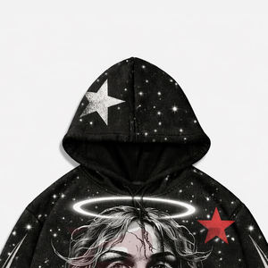 Fabricant en gros de sweats à capuche imprimés avec logo personnalisé et décoration de strass brillants de haute qualité - Product Image 2