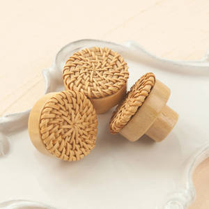 Tirador de puerta para cajón de gabinete, mimbre, mimbre, caramelo, blanco, precio OEM de fábrica - Product Image 3