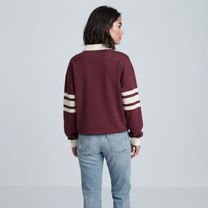 Women's Loose Fit <b>Polo</b> Shirt Casual Long Sleeve 100% Cotton Polyester Drop Shoulder <b>Polo</b> Tee Turn Down Button Collar <b>Polo</b> Tshirt - Product Image 3