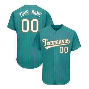 Uniforme de Béisbol Personalizado, Sudadera con Estampado, Camiseta con Bloques de Color, Logotipo y Nombre Cosidos, Jersey de Béisbol de Secado Rápido con Rayas Finas - Product Image 1