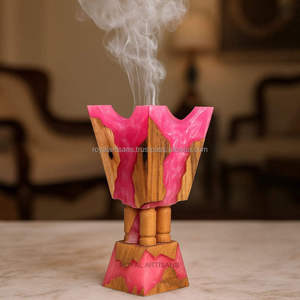 Elegant Wooden Epoxy Bakhoor Burner Perfume Flame Aromatherapy <b>Diffuser</b> Ramadan Gift Decor - Product Image 1