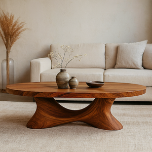 Mesa de Centro Moderna de Madera Maciza con Borde Natural, Hecha a Mano, Duradera y Ecológica para Uso en el Hogar o Hoteles - Product Image 3