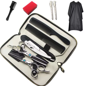 Kit de peluquería con espejo pulido, tijeras de entresacar, tijeras de acero inoxidable, kit de afeitado con peine en oferta - Product Image 6