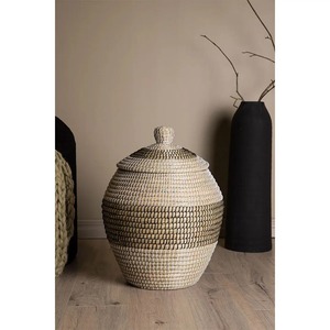 Cesta de algas marinas negras a rayas, hecha a mano, para almacenamiento, venta al por mayor, ecológica, fabricada en Vietnam - Product Image 3