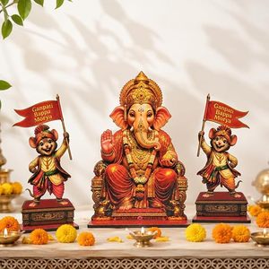 Ensemble de figurines de déesses Ganesha en MDF peintes à la main, couleurs personnalisées, poses festives, décoration de luxe pour la maison, ensemble de collection d'art, 11 pièces - Product Image 4