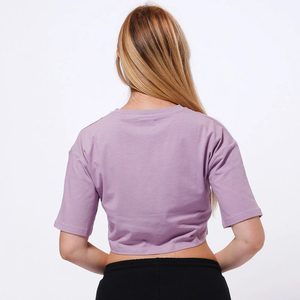 Top Corto Personalizado de Fábrica OEM 2026, Top Corto de Verano de Manga Corta de Algodón, Tops Cortos Holgados para Mujer - Product Image 2