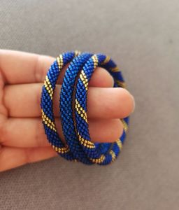 Pulsera de ganchillo hecha a mano con cuentas de vidrio verde, conjunto de joyería para mujer, uso diario, accesorios de pulsera de estilo étnico - Product Image 5