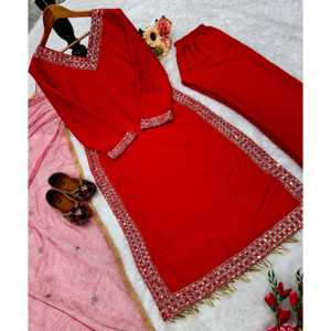 Hermosa parte superior e inferior de mujer con Dupatta para fiestas Conjunto elegante - Product Image 3