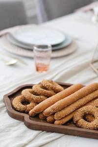 Plateau de service moderne en bois d'acacia et de manguier, décoration islamique, assiette à dattes, cadeau d'accueil arabe pour la célébration de l'Aïd - Product Image 5