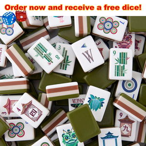 Olive Green Travel 4-Layer Engraved Acrylic <b>Mahjong</b> <b>Set</b> 160 Tiles Luxury Beach Use - Product Image 6