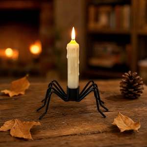 <b>Black</b> Iron Spider <b>Candle</b> Stand 13cm Home Decoration Durable <b>Metal</b> <b>Holder</b> - Product Image 2