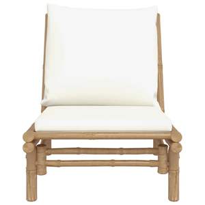 Chaise de jardin en bambou 23,6 x 33,9 x 28,9 po avec coussins blanc crème, ensembles de jardin - Product Image 4