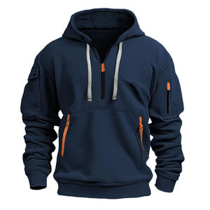 Sweat-shirt demi-zip personnalisé, sweat-shirt épais avec finition délavée à l'acide pour les collections d'étiquettes streetwear - Product Image 2