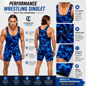 Trajes de Lucha Libre de Poliéster y Spandex de Secado Rápido y Transpirables para Artes Marciales - Product Image 1