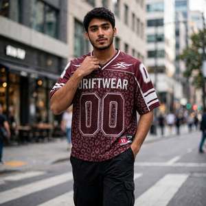 Camiseta de Fútbol Americano Vintage Personalizada, Manga Corta, Cuello en V, Poliéster/Algodón, Secado Rápido, Transpirable, Malla, para Rugby, Ropa de Equipo - Product Image 3