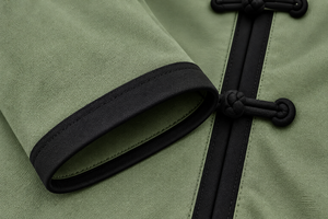 Uniforme de Kung Fu vert sauge traditionnel OEM, logo personnalisé, boutons à nœud grenouille, passepoil contrastant, fabrication sur mesure, fabricant en gros - Product Image 5