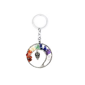 Porte-clés en cristal de haute qualité, arbre de vie à sept chakras, porte-clés hibou, pierre naturelle en forme de cœur, cadeaux pour femmes - Product Image 5