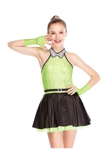 Pink <b>Glitter</b> Cheerleading Uniform With Black <b>Skirt</b> And Rhinestone Collar For Teenagers Wholesale Rhinestone Dance Dress Custom - Product Image 3