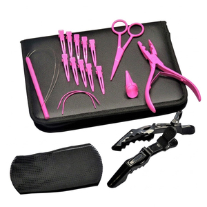 Kit d'outils de précision pour extensions de cheveux : pinces, aiguilles à boucle, crochets, perles et clips pour l'installation professionnelle d'extensions capillaires - Product Image 1