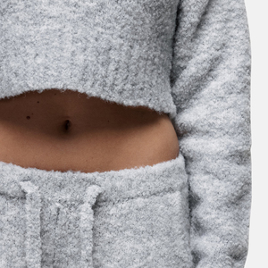 Suéter corto de punto con cuello alto gris para mujer, top informal de manga larga para otoño - Product Image 6