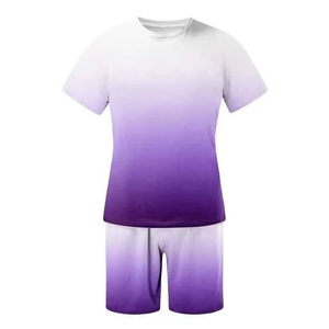 Trajes Deportivos Casuales de Verano para Hombre, Diseño Personalizado con Logotipo, Tejido de Poliéster/Algodón y Fibra de Bambú, Pantalones Cortos y Camiseta de Secado Rápido - Product Image 2