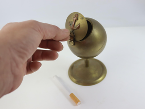 <b>Vintage</b> Brass Round Desktop <b>Ashtray</b> With Anchor Design Home Decorative Cigarette Holder - Product Image 1