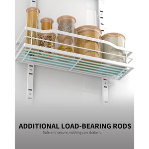 Organisateur de garde-manger blanc à 9 niveaux avec porte-épices suspendu en métal, étagères pour l'organisation de la cuisine à domicile - Product Image 4
