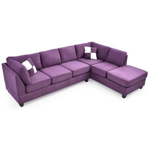 Malone G637B SC Divano Sezionale Viola con Chaise Longue Senza Pouf - Product Image 2