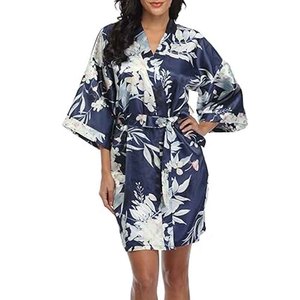 Wholesale Plain Satin <b>Robes</b> Women Silk Kimono Bathrobe Bridal Bridesmaid Wedding Sleepwear Custom Logo OEM - Product Image 2