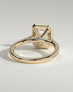 Anillo de compromiso de oro puro de 14k con diamante solitario de corte redondo cultivado en laboratorio, halo y catedral, hecho a mano, el más vendido de 2026, al por mayor - Product Image 6