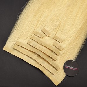 Extensions de cheveux Remy en PU à clipser Vietnamhairs, fabriquées au Vietnam, 100g, vierges, cuticules intactes, pour l'exportation en gros - Product Image 2